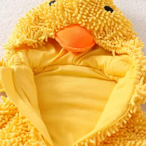 Combinaison pyjama enfant en flanelle douce – motif canard et oreilles lapin