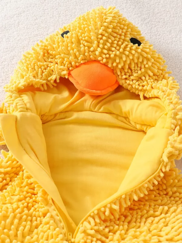 Combinaison pyjama enfant en flanelle douce – motif canard et oreilles lapin