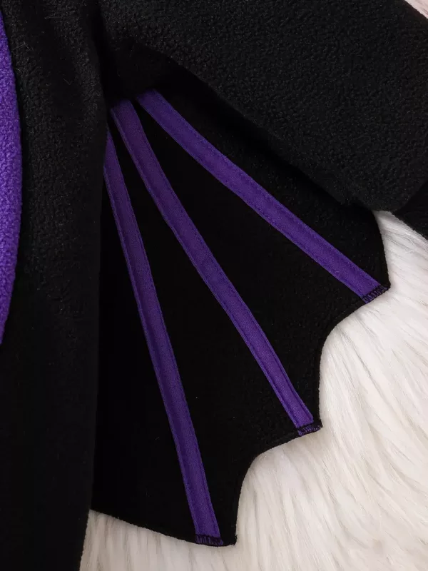 Déguisement chauve-souris enfant en peluche douce avec ailes effet velours noir