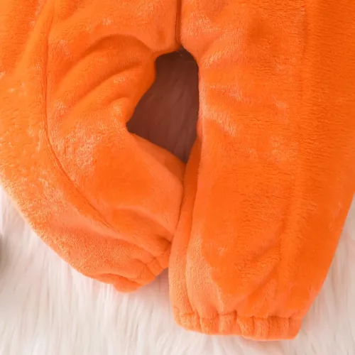 Combinaison bébé en peluche citrouille avec capuche – déguisement doux Halloween