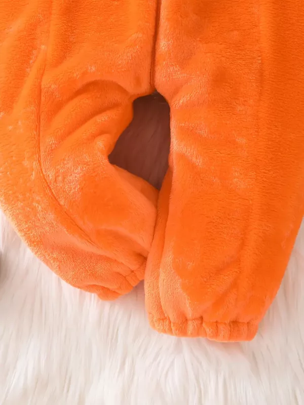Combinaison bébé en peluche citrouille avec capuche – déguisement doux Halloween