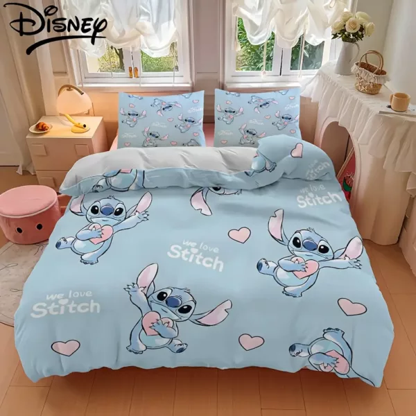 Housse de couette Stitch 3 pièces en polyester doux – thème anime lavable