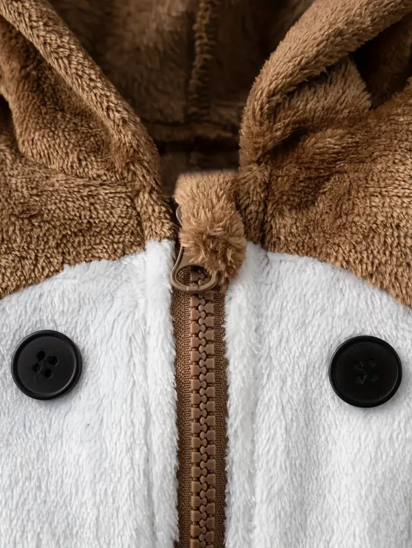 Barboteuse bébé à capuche avec oreilles 3D – motif animal doux et ludique