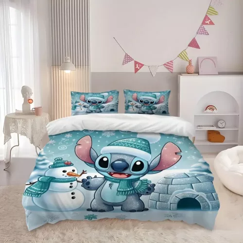 Parure de lit 3 pièces Lilo & Stitch – housse de couette dessin animé doux coton
