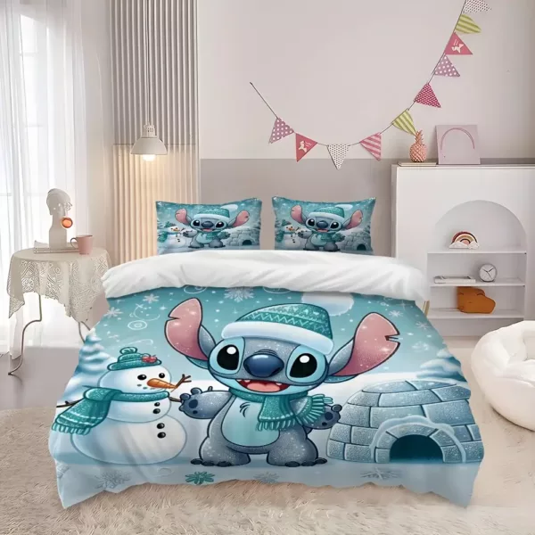 Parure de lit 3 pièces Lilo & Stitch – housse de couette dessin animé doux coton