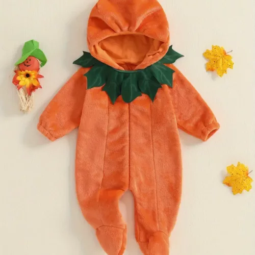 Déguisement bébé citrouille Halloween – combinaison à capuche douce et mignonne