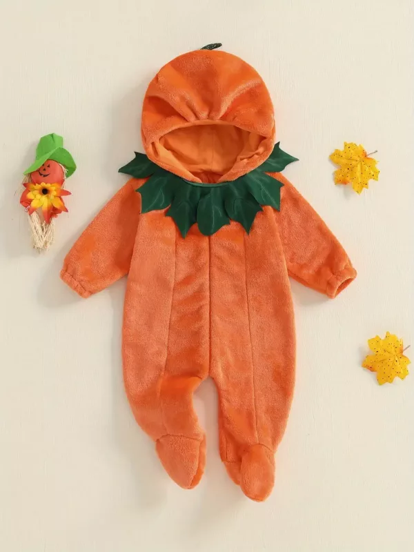 Déguisement bébé citrouille Halloween – combinaison à capuche douce et mignonne