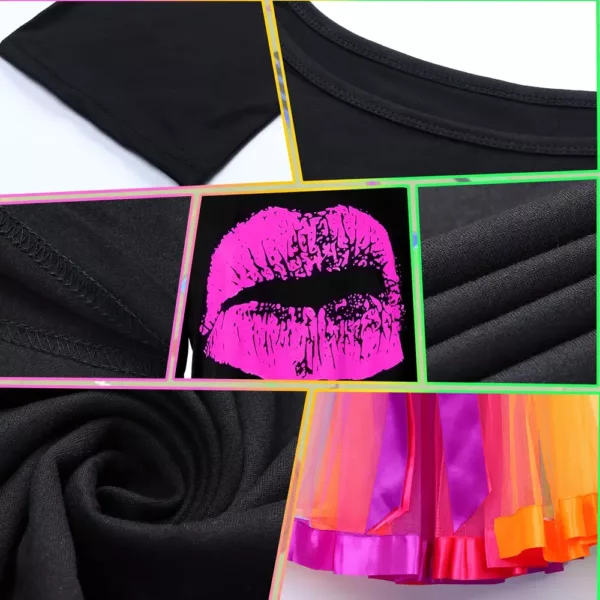Déguisement femme années 80 – ensemble 29 pièces accessoires rétro fluo party