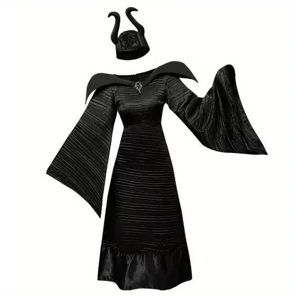 Costume sorcière femme avec cape et chapeau – Déguisement gothique Maléfique