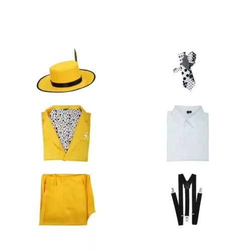 Costume homme style années 90 – ensemble déguisement jaune 5 pièces Halloween