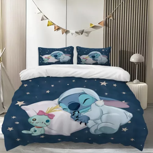 Parure de lit 3 pièces Lilo & Stitch – motif dessin animé doux et amusant