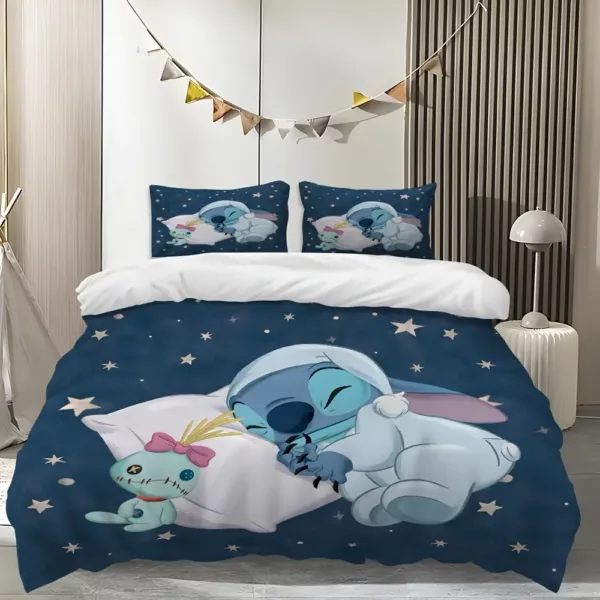 Parure de lit 3 pièces Lilo & Stitch – motif dessin animé doux et amusant