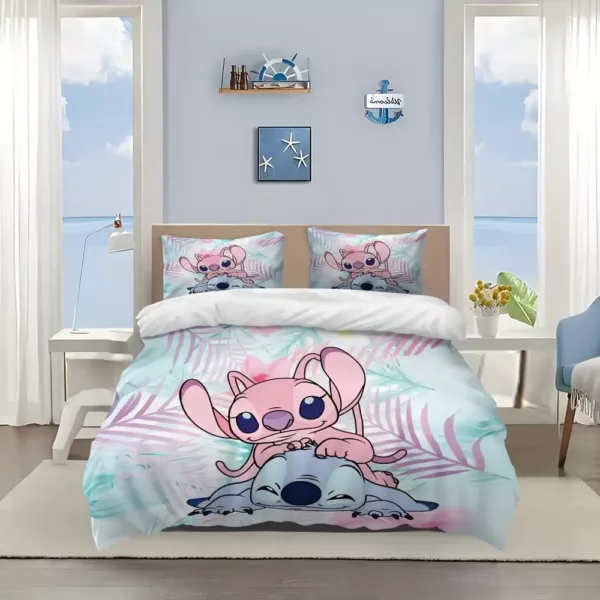 Parure de lit Lilo & Stitch 3 pièces – housse de couette et 2 taies douce