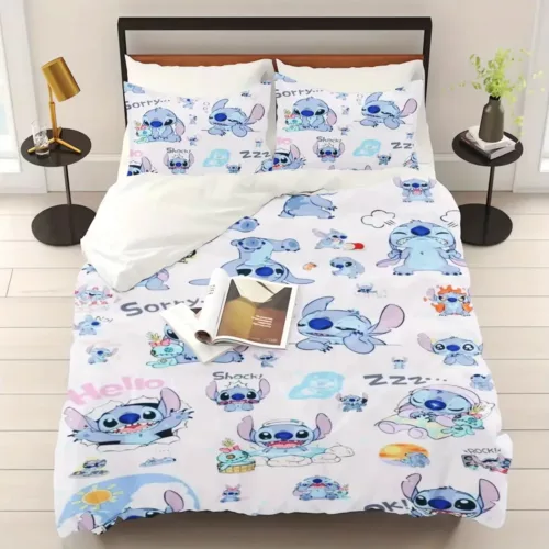 Parure de lit Stitch douce et respirante – 2 ou 3 pièces style cartoon enfants