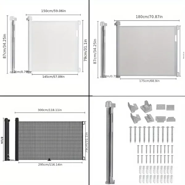 Barrière de sécurité extensible pour escalier et porte avec verrou de sécurité