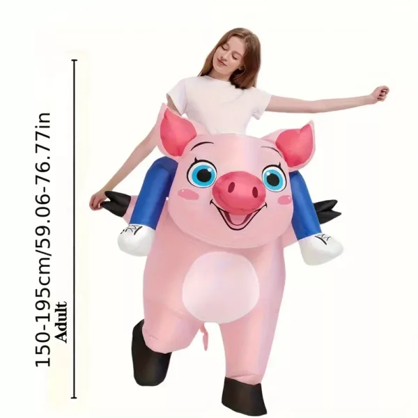 Déguisement gonflable cochon rose avec roulettes – costume adulte original