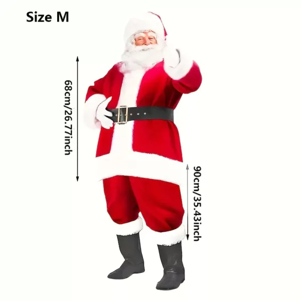 Costume Père Noël 8 pièces pour adulte – tenue traditionnelle luxe pour fête