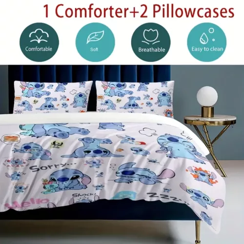 Parure de lit thème anime 2 ou 3 pièces en polyester doux – style manga moderne