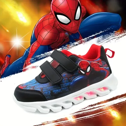 Baskets garçon Spider-Man lumineuses – semelle LED rechargeables anti-chocs