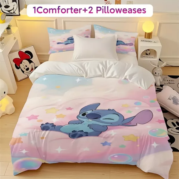 Parure de lit Stitch douce et respirante – housse de couette 2/3 pièces lavable