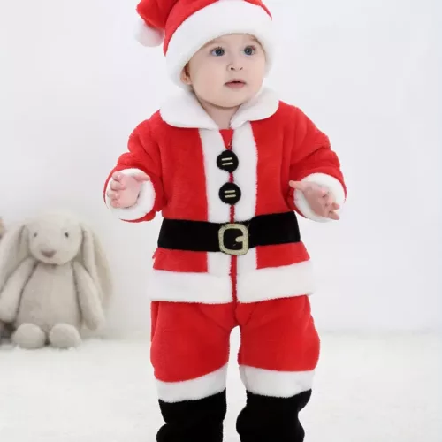 Barboteuse de Noël bébé en velours doux – combinaison chaude festive hiver