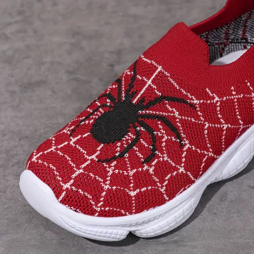 Baskets enfant motif araignée – chaussures à enfiler souples et ludiques