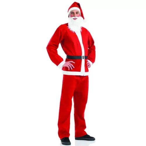 Déguisement de Père Noël complet 5 pièces – costume rouge avec accessoires