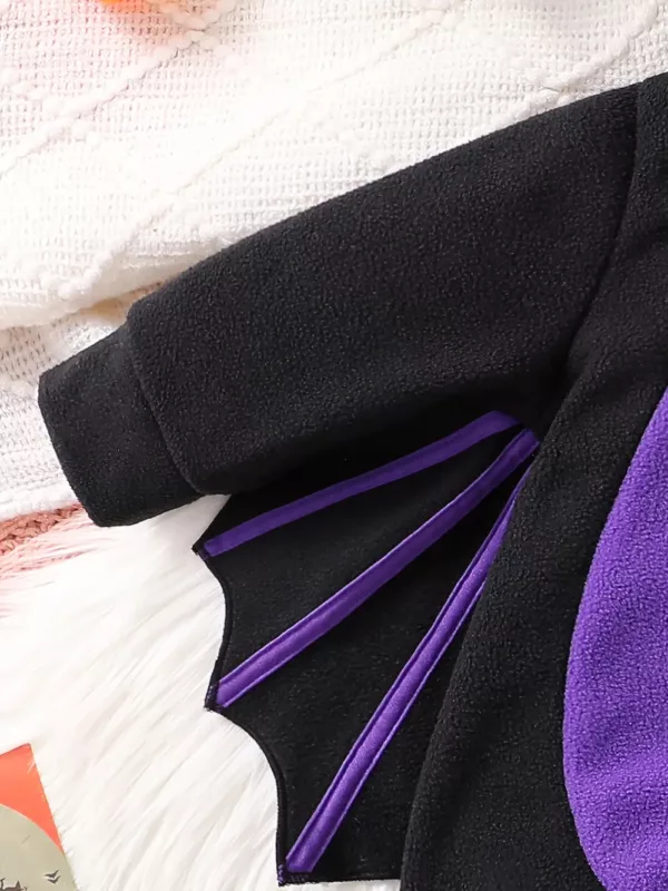 Déguisement chauve-souris enfant en peluche douce avec ailes effet velours noir