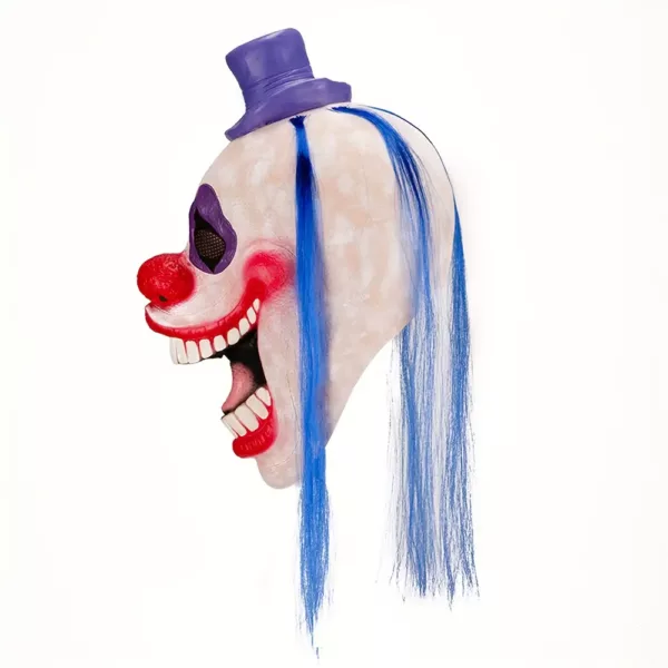 Masque de clown effrayant avec chapeau et perruque – déguisement Halloween réaliste