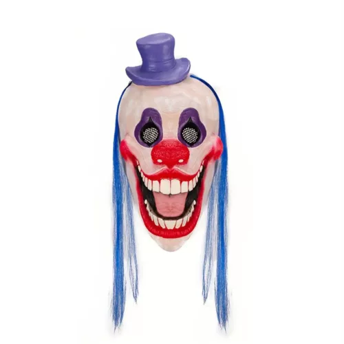 Masque de clown effrayant avec chapeau et perruque – déguisement Halloween réaliste