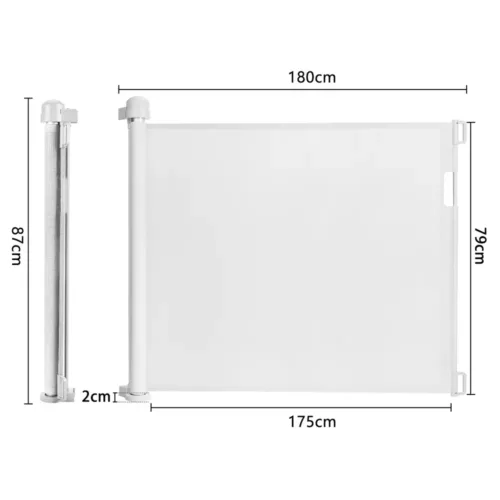 Barrière escalier rétractable en aluminium et PVC – sécurité enfant intérieur/extérieur