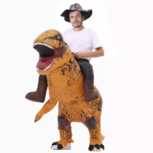 Déguisement dinosaure gonflable adulte – polyester avec soufflerie USB ou piles