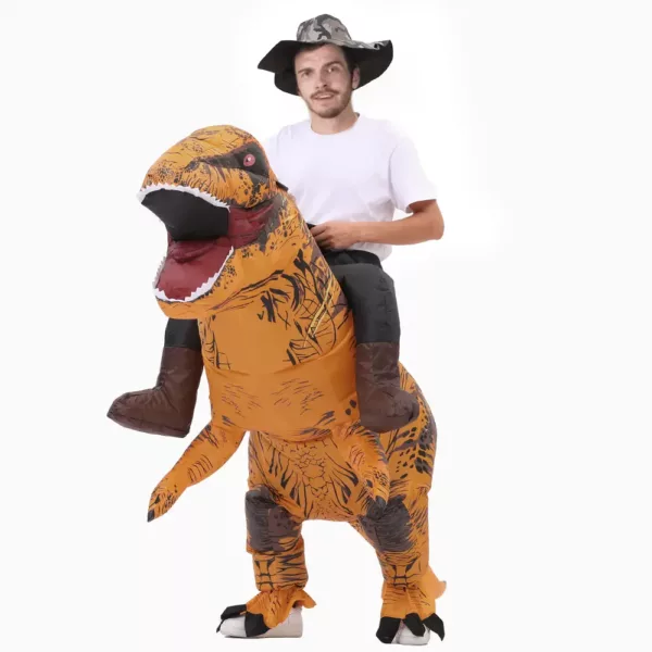 Déguisement dinosaure gonflable adulte – polyester avec soufflerie USB ou piles