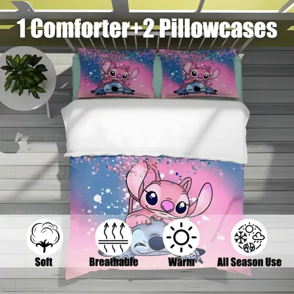 Parure de lit Stitch Disney – housse de couette 2 ou 3 pièces motif mignon
