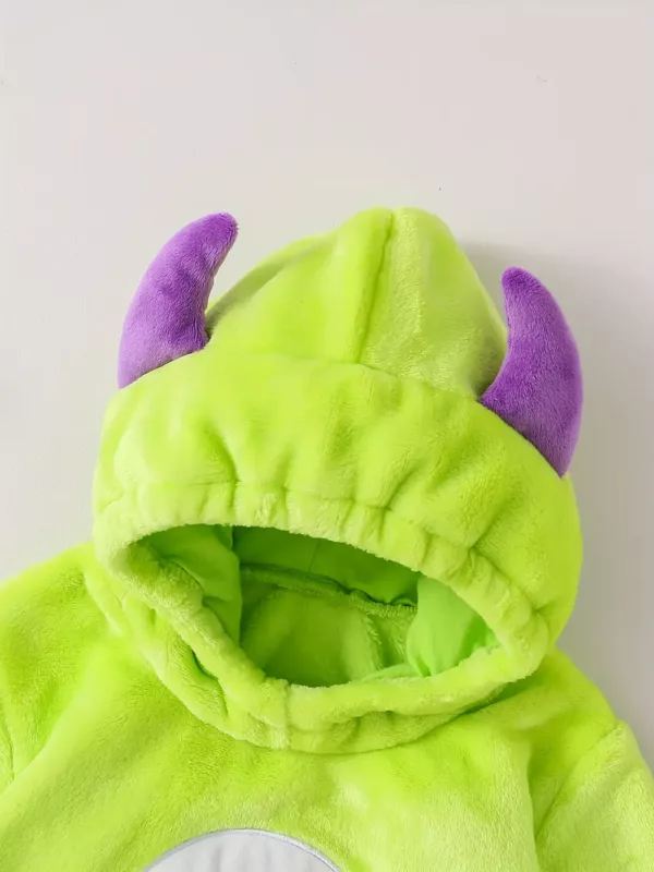 Combinaison bébé à capuche monstre 3D avec œil unique – peluche douce et mignonne