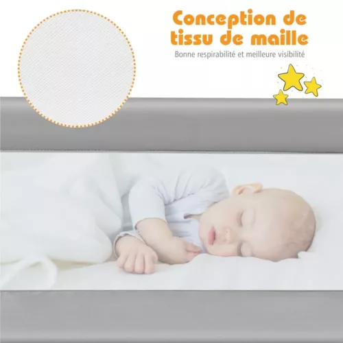 Barrière de lit enfant pliable avec sangle de sécurité – installation facile