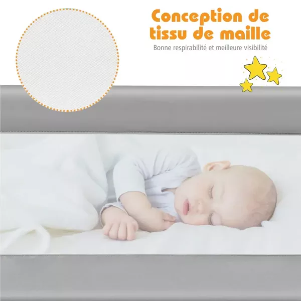 Barrière de lit enfant pliable avec sangle de sécurité – installation facile