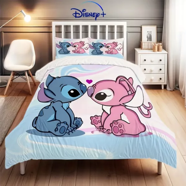 Parure de lit enfant 3 pièces motif Stitch et Angel – style dessin animé doux