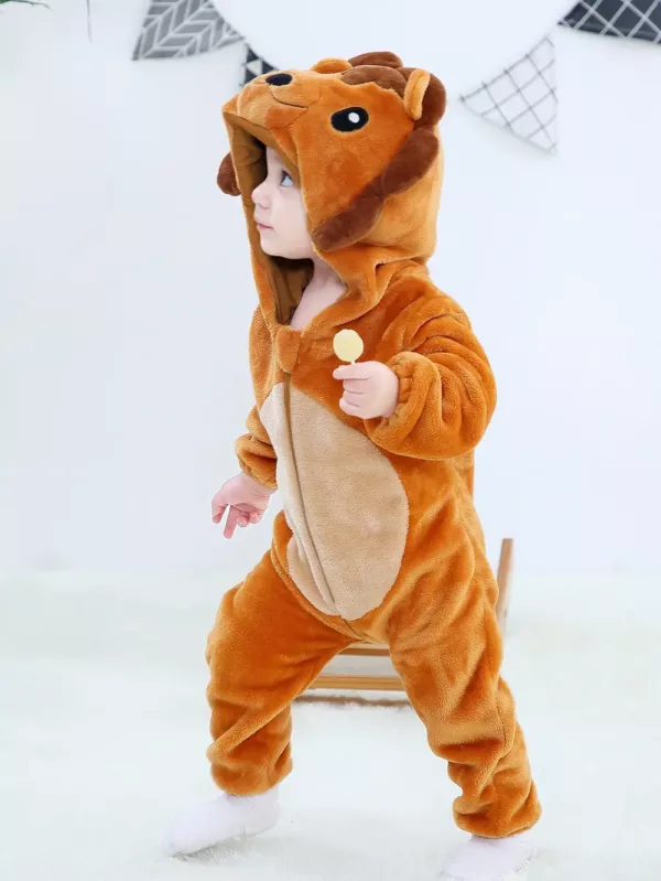 Grenouillère bébé lion avec capuche – combinaison douce et chaude animaux
