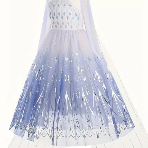 Déguisement Princesse des Neiges 8 pièces – Robe Longue avec Accessoires Fantaisie