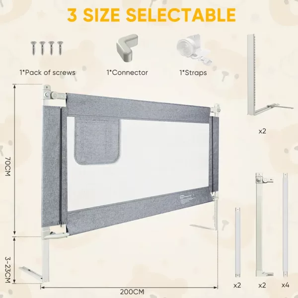 Barrière de lit bébé à levage vertical – sécurité anti-chute portable