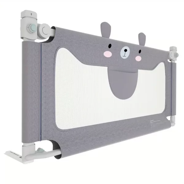 Rallonge de lit enfant motif ours – barrière rembourrée antichoc sécurisée