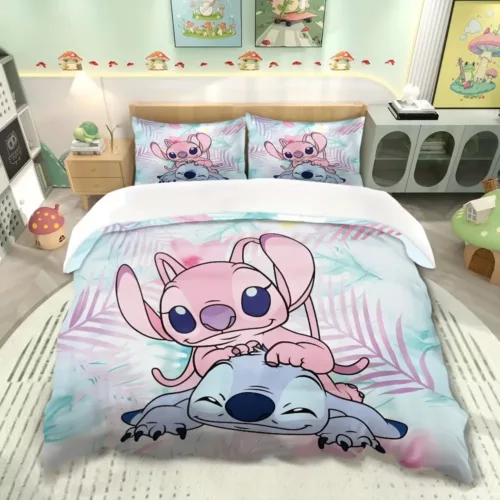 Parure de lit Lilo & Stitch 3 pièces – housse de couette et 2 taies douce