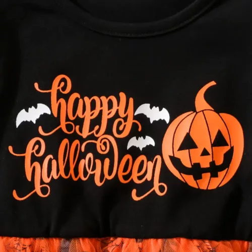 Robe bébé Halloween à manches longues – tissu doux motif citrouille confortable