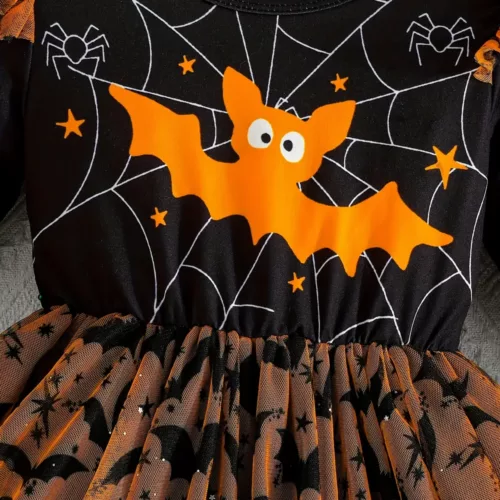 Robe tutu fille Halloween – tulle asymétrique avec motif araignée fantaisie