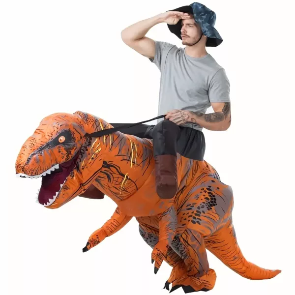 Déguisement dinosaure gonflable adulte – polyester avec soufflerie USB ou piles