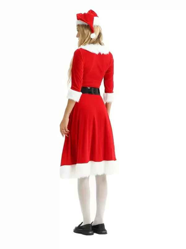 Déguisement de Noël femme – robe cape ceinture et chapeau assortis festifs