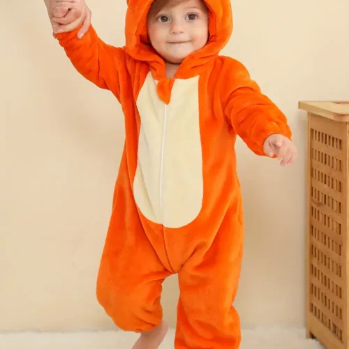 Combinaison renard enfant à capuche – pyjama doux pour déguisement ou fête
