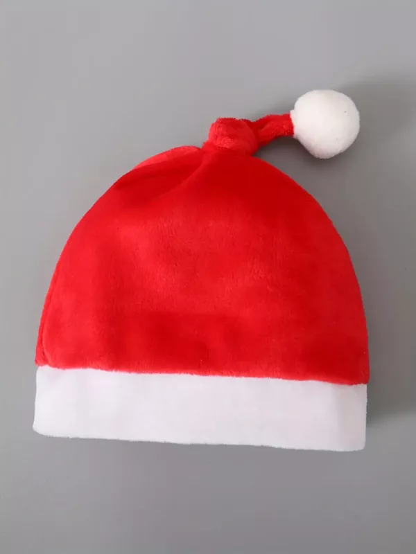 Costume de Noël bébé en velours rouge avec bonnet – tenue festive douce