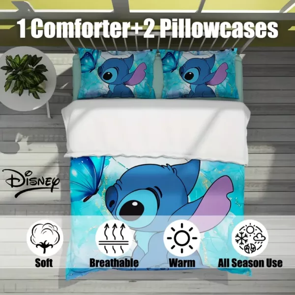 Parure de lit 3 pièces – housse de couette avec 2 taies d’oreiller effet soie satinée